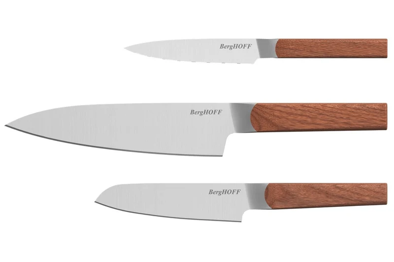 Set de 3 couteaux Berghoff Dina Ion lame inox et manche en bois de frêne