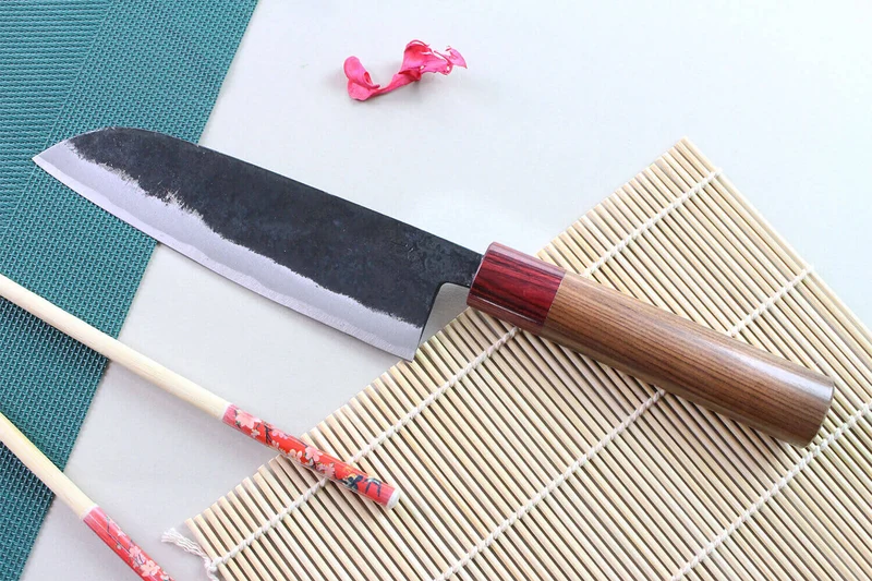 Couteau santoku japonais artisanal Wusaki Yuzo BS2 17cm