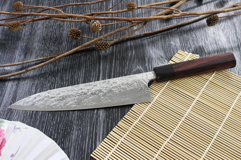 Couteau de chef japonais artisanal Takeshi Saji R2 Damas 21cm
