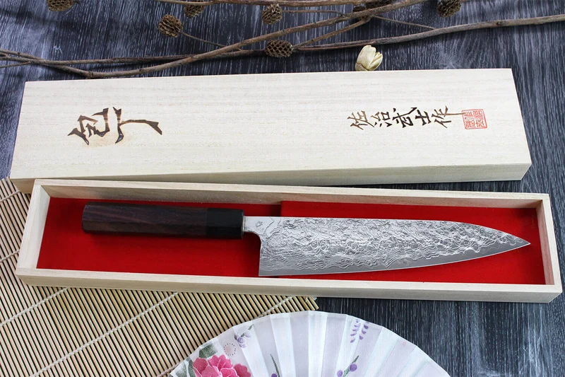Couteau de chef japonais artisanal Takeshi Saji R2 Damas 21cm