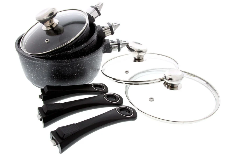 Set de 3 casseroles Pradel Excellence Onda 16/18/20cm tous feux/ induction - 3 manches amovibles