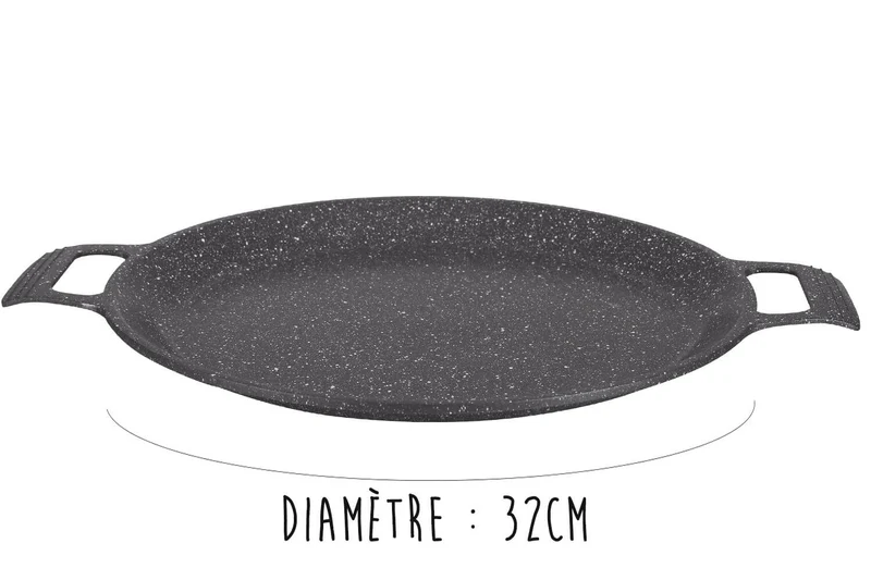 Plat à pizza en fonte Pradel Excellence Premium 32cm façon pierre tous feux/ induction