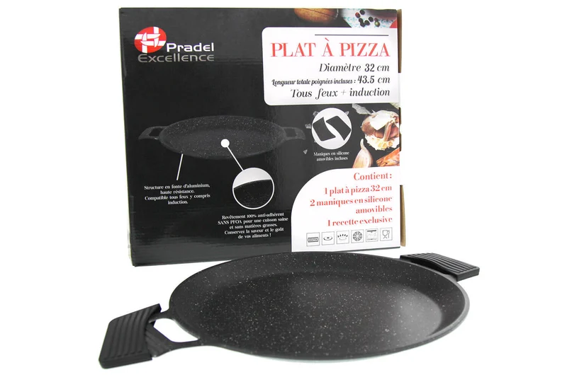 Plat à pizza en fonte Pradel Excellence Premium 32cm façon pierre tous feux/ induction