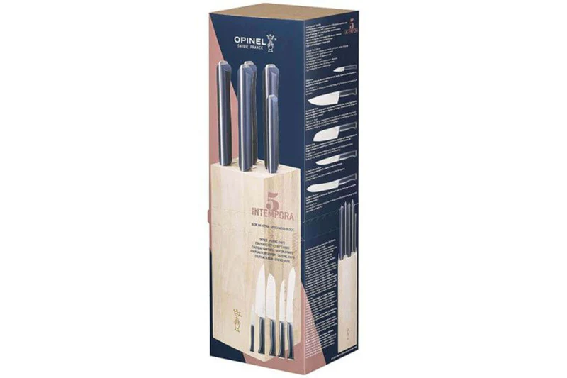 Bloc bois de hêtre 5 couteaux cuisine Opinel Intempora