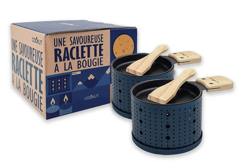 Service à raclette à la bougie Cookut Lumi services poelons et spatules pour 2 personnes