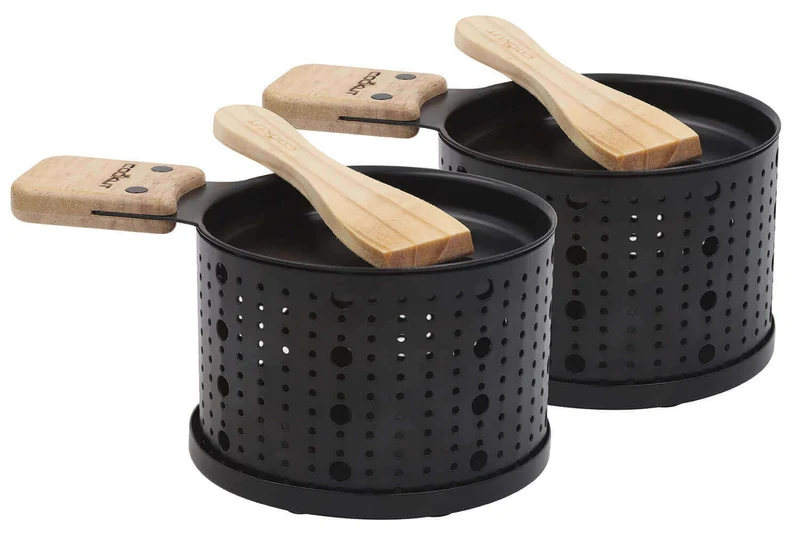 Service à raclette à la bougie Cookut Lumi noir - Services individuels poêlons et spatules