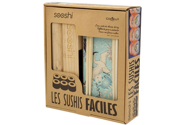 Coffret cadeau Sooshi Cookut 1 appareil à sushi/maki + 4 baguettes + 1 livre de recettes