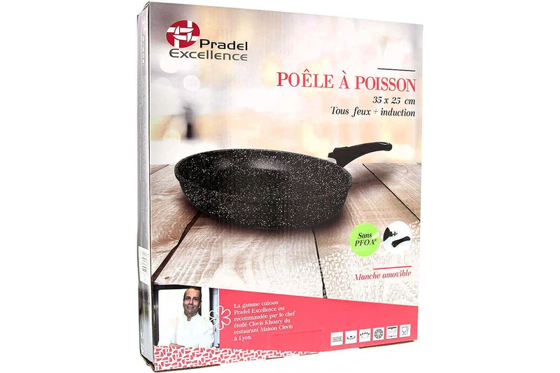 Poêle à poisson en fonte Pradel Excellence Premium façon pierre tous feux/ induction