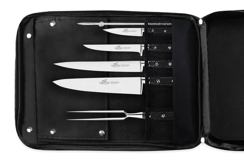 Sac spécial chef Sabatier Idéal Inox 4 couteaux de cuisine français + 14 ustensiles - Exclusivité