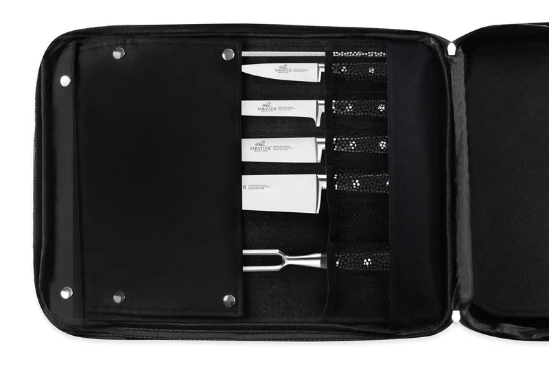 Sac spécial chef Sabatier Idéal Inox 4 couteaux de cuisine français + 14 ustensiles - Exclusivité