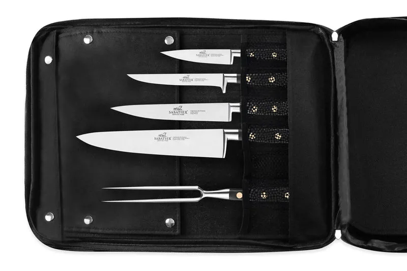 Sac spécial chef Sabatier Chef 4 couteaux de cuisine français + 1 fourchette - Exclusivité
