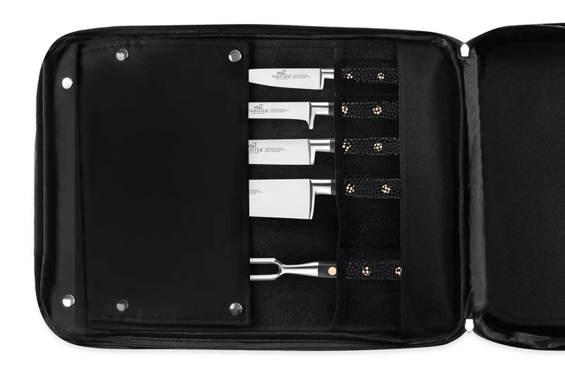 Sac spécial chef Sabatier Chef 4 couteaux de cuisine français + 1 fourchette - Exclusivité