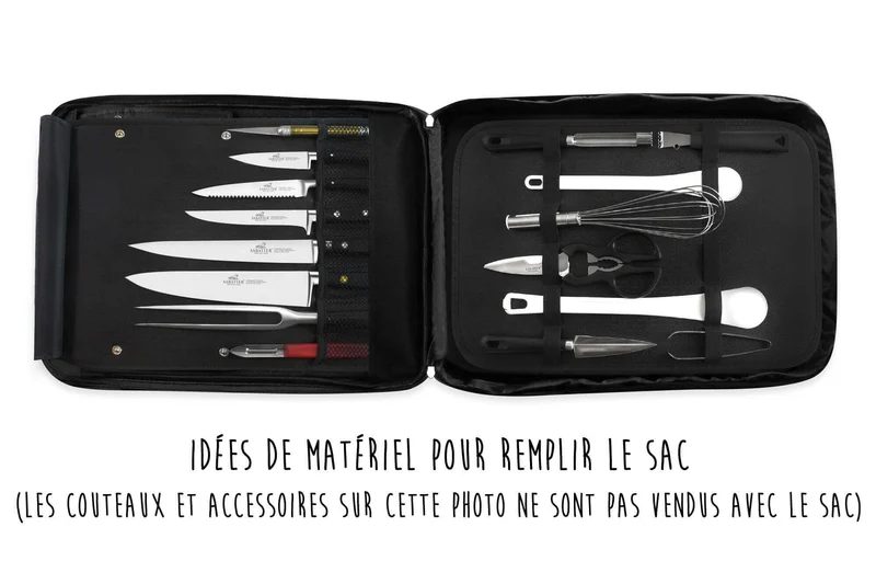 Sac spécial chef Sabatier Edonist 4 couteaux de cuisine français + 1 fourchette - Exclusivité
