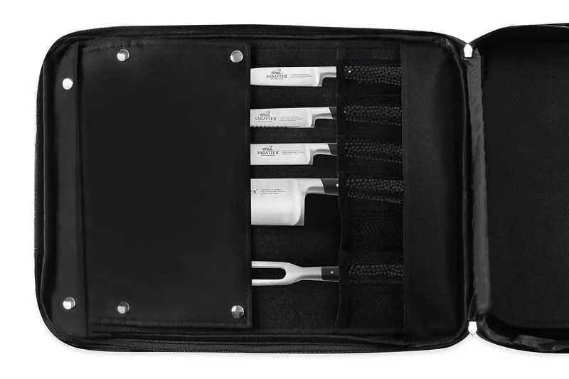 Sac spécial chef Sabatier Edonist 4 couteaux de cuisine français + 1 fourchette - Exclusivité