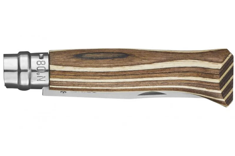 Couteau Opinel tradition n°8 lame acier inox 8,5cm virole tournante bouleau lamellé
