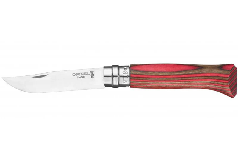 Couteau Opinel tradition n°8 lame acier inox 8,5cm virole tournante bouleau lamellé