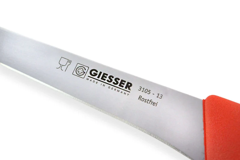 Set de 3 couteaux de boucher professionnels Giesser manche rouge