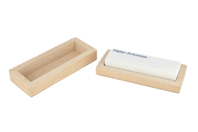 Pierre naturelle d'Arkansas grain extra fin avec support en bois