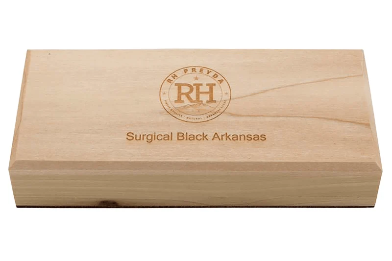 Pierre naturelle d'Arkansas Surgical Black Arkansas Stone RH PREYDA grain ultra-fin