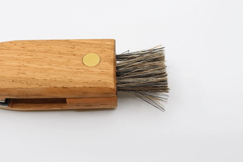 Couteau pliant à champignons Herbertz acier inox 7,5cm avec brosse