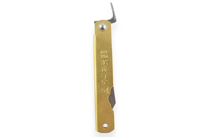 Couteau de poche Higonokami Böker Kinzoku lame damassée 7,5cm manche cuivre