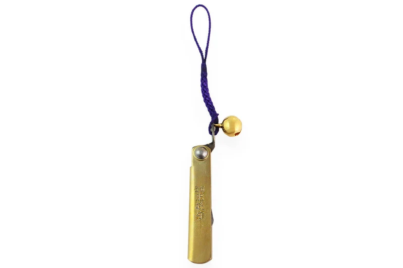 Couteau de poche Higonokami Kanetsune lame 4cm acier SK-5 manche laiton + grelot