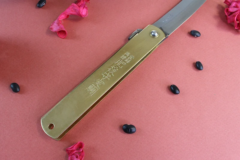 Couteau de poche Higonokami Kanetsune lame 9cm manche laiton