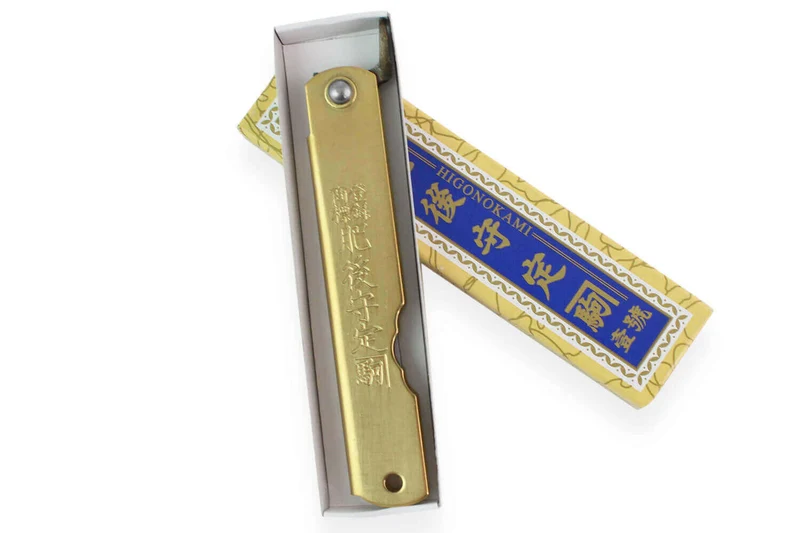Couteau de poche Higonokami Kanetsune lame 7,5cm manche laiton