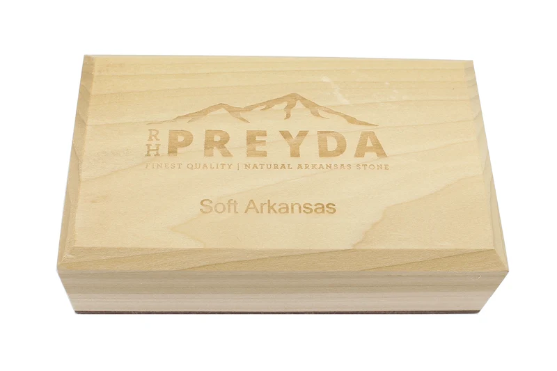 Pierre naturelle d'Arkansas Soft Arkansas RH PREYDA grain moyen/épais + coffret en bois
