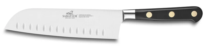 Coffret 2 couteaux Sabatier Idéal Inox rivets laiton Santoku 18cm + Office