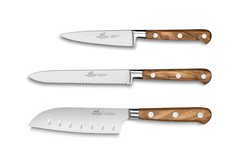 Coffret 3 couteaux Sabatier Provençao Office + Universel + Mini Santoku