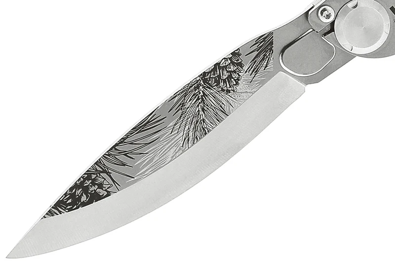 Couteau pliant K2 Elegance K2.23M manche inox décor pins 11,5cm + étui suédine