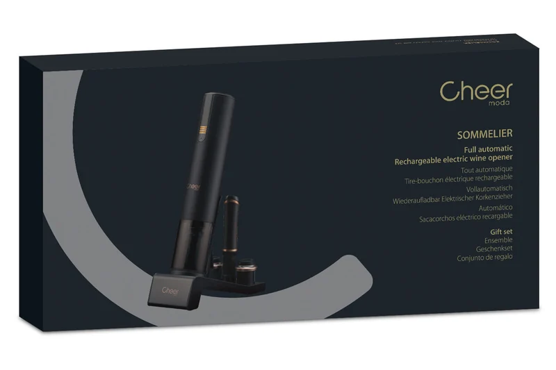 Coffret tire-bouchon automatique rechargeable Cheer Moda Sommelier et accessoires