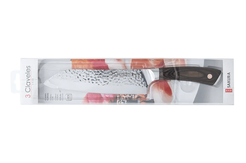 Couteau Santoku 3 Claveles Sakura manche pakka 17,5cm