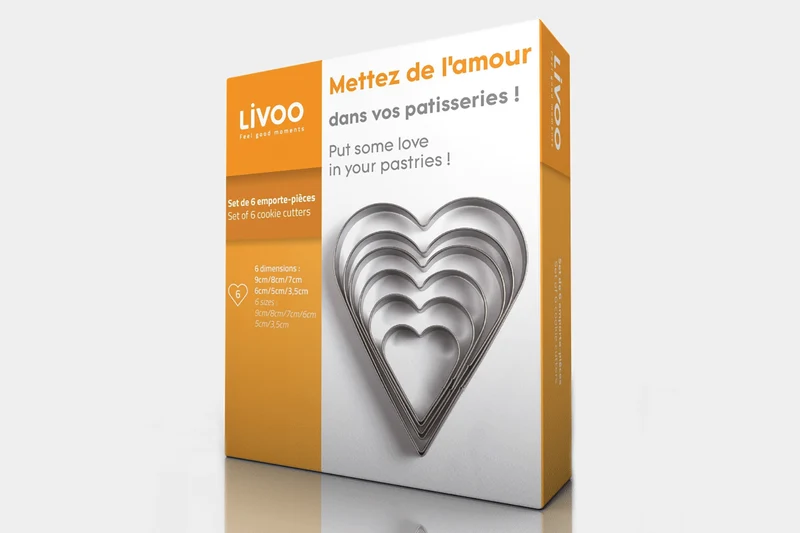 Set de 6 emporte-pièces Livoo inox forme coeur