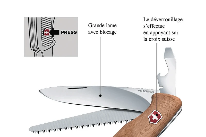 Couteau suisse Victorinox Ranger Wood 55 noyer 130mm 10 fonctions