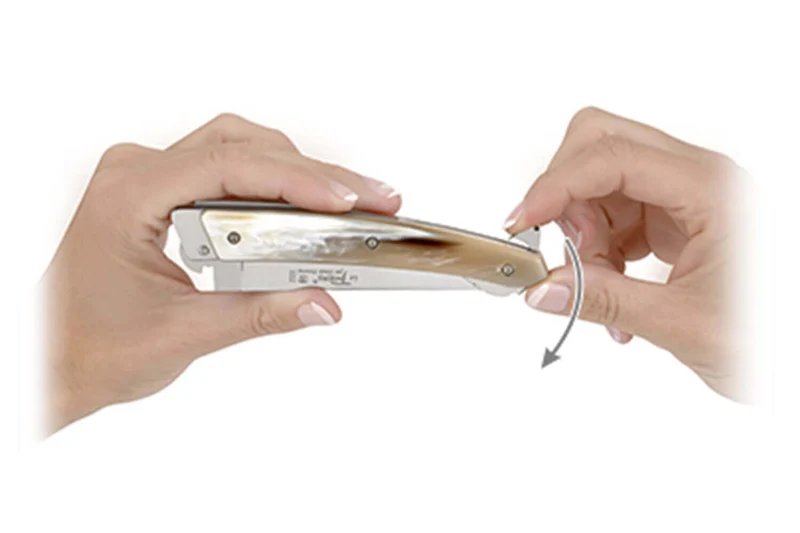 Couteau pliant Le Thiers Verrou Claude Dozorme manche corne claire 12cm