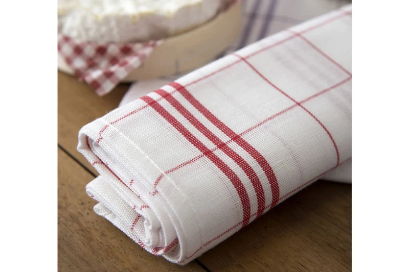Torchon à carreaux rouges Tissage de l'Ouest Hugo fabriqué en France