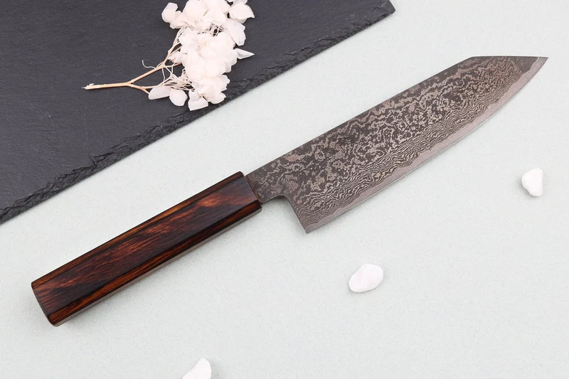 Couteau bunka 18cm japonais artisanal Nakamura Kaishin Ginsan Black Damas