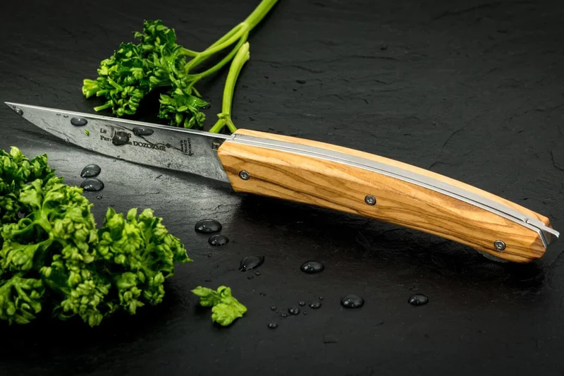 Couteau pliant Le Thiers Verrou Claude Dozorme manche bois d'olivier 12cm