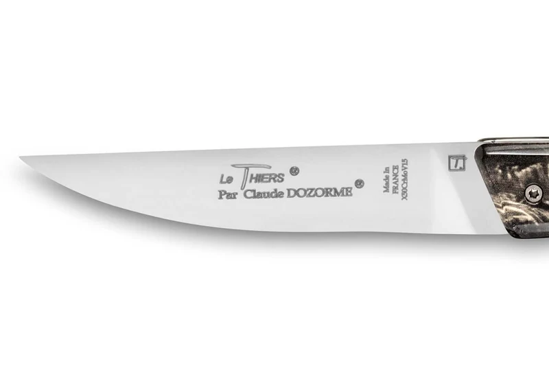 Couteau pliant Le Thiers Verrou Claude Dozorme manche mouche de pêche 12cm
