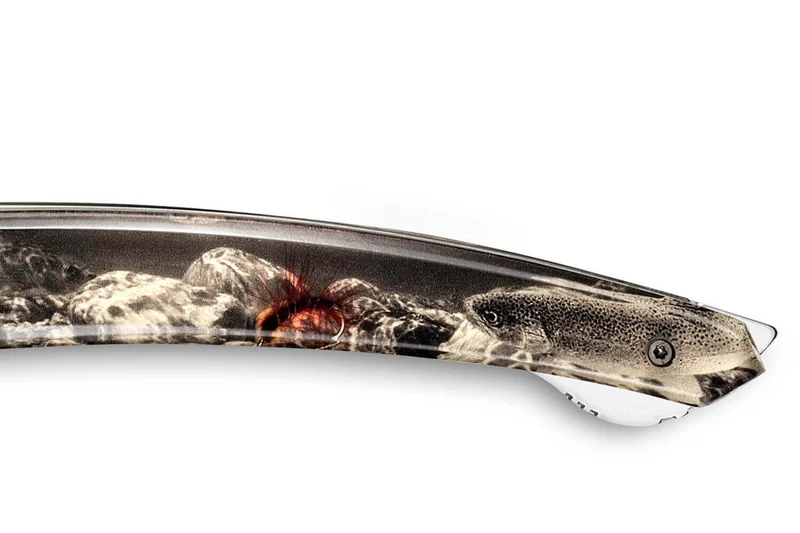 Couteau pliant Le Thiers Verrou Claude Dozorme manche mouche de pêche 12cm