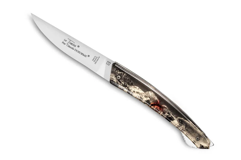 Couteau pliant Le Thiers Verrou Claude Dozorme manche mouche de pêche 12cm