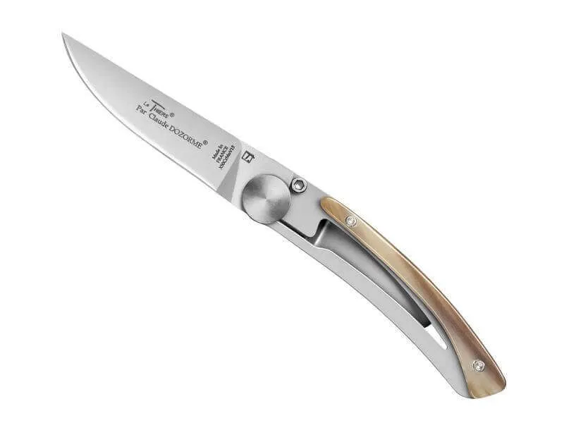 Couteau pliant Le Thiers Liner Lock Claude Dozorme corne claire 10,5cm