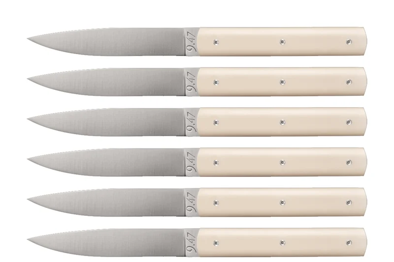 Coffret 6 couteaux de table Perceval 9.47 façon ivoire