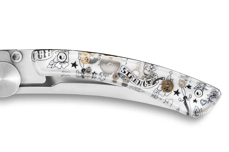 Couteau pliant Le Thiers Liner Lock Claude Dozorme décor old school 10,5cm