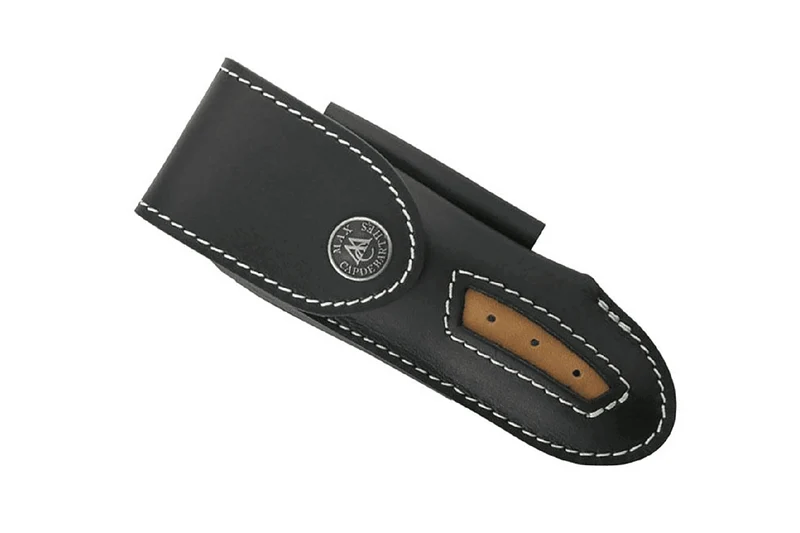 Etui Max CapdeBarthes T cuir noir 12cm pour couteaux pliants