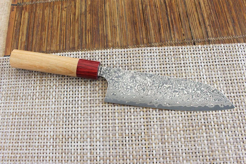 Couteau santoku japonais artisanal Yoshimi Kato 17cm VG10 Nickel Damascus cerisier