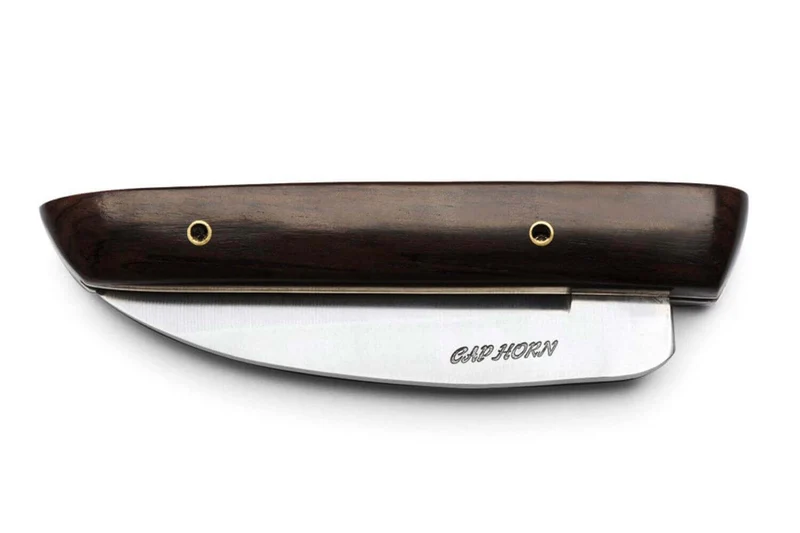 Couteau Cap Horn pliant acier inox Z100 manche bois d'ébène 12cm