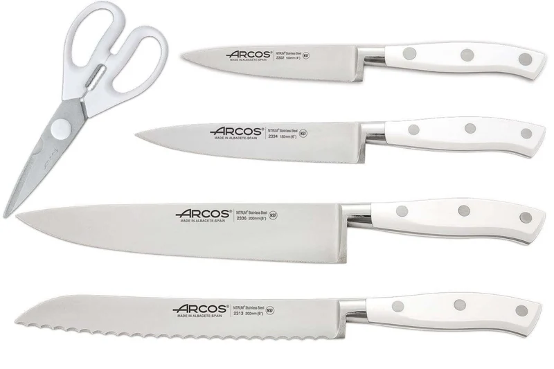 Bloc design 4 couteaux + ciseaux Arcos Riviera White